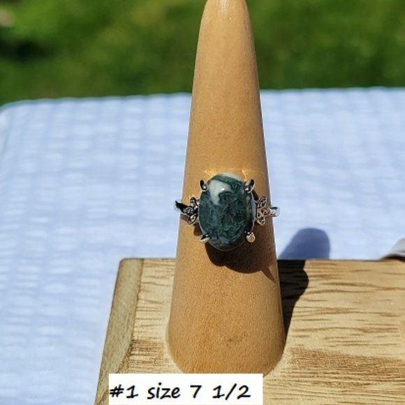 Moss Agate Gemstone Rings - Picture 3 of 10